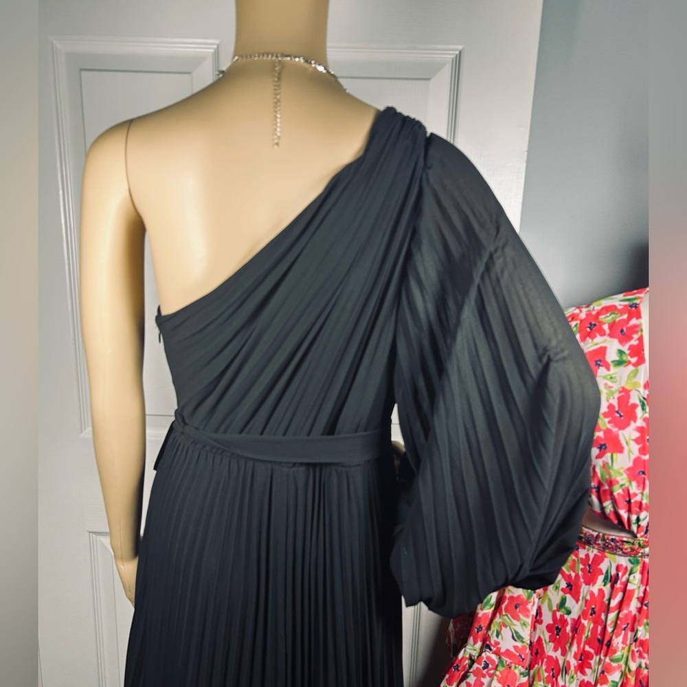 Lulus Divine Charm Black Pleated One-Shoulder Maxi Dress Size Medium - Picture 5 of 12